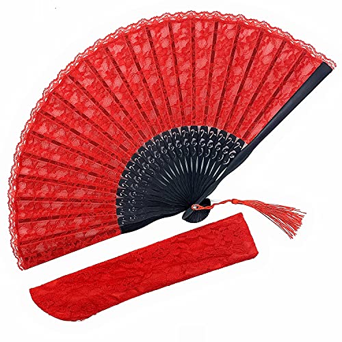 Eastern Wind, Ventaglio In Pizzo Rosso, Da Donna, Per Appassionati Di Matrimonio