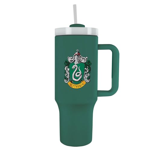 Pyramid International Harry Potter Serpeverde - Bicchiere Da 1200 Ml Con Cannuccia E Coperchio, Isolamento Sottovuoto A Doppia Parete, Assicura Che L
