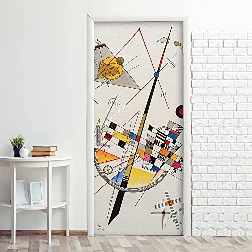 Crearreda Adesivi Per Porte In Pvc Premium, Door Cover, Kandinsky, Applicazione Facile E Senza Bolle, Rivestimenti Per Porte Da Interno 83 X 210 Rifil