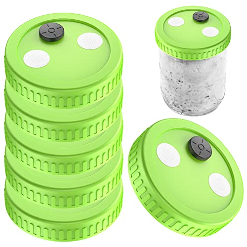 6 Coperchi A Bocca Larga Per Coltura Liquida Per Fermentazione In Plastica Per Uso Alimentare, Con Adesivo Di Carta Da Filtro Sintetico Ptfe Da 0,22 U