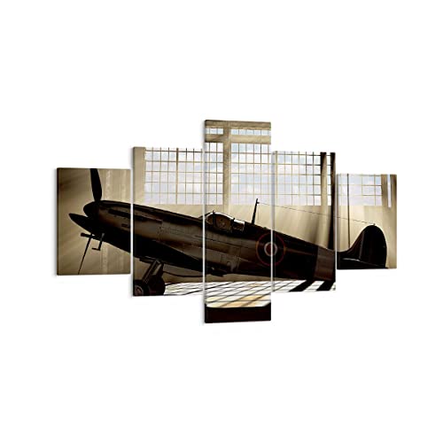 Quadro Su Tela Aerospazio Hangar Volo Storico Stampe Da Parete 125X70Cm Quadri Moderni Soggiorno Camera Da Letto 5 Pezzi Piccoli Decorazione Murale Wa