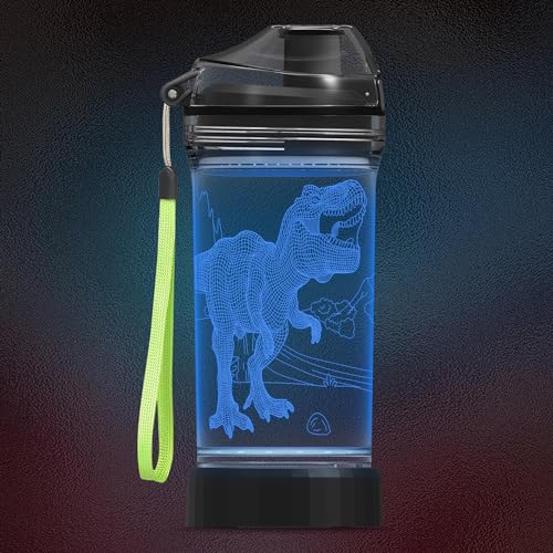 Coolgift Mart Borraccia Per Dinosauri - Design T-Rex 3D Illuminato - 14 Oz Tritan Bpa Free - Miglior Regalo Per Ragazzi Di 4 5 6 7 Anni, Ragazze - Taz