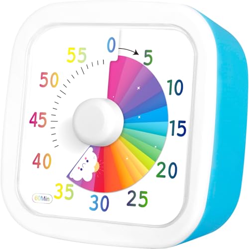 Nlmwti Timer Visivo Bambini, Timer Cucina 60 Minuti Countdown Timer, Timer Visivo Silenzioso, Arcobaleno Timer Desktop Strumento Di Gestione Del Tempo