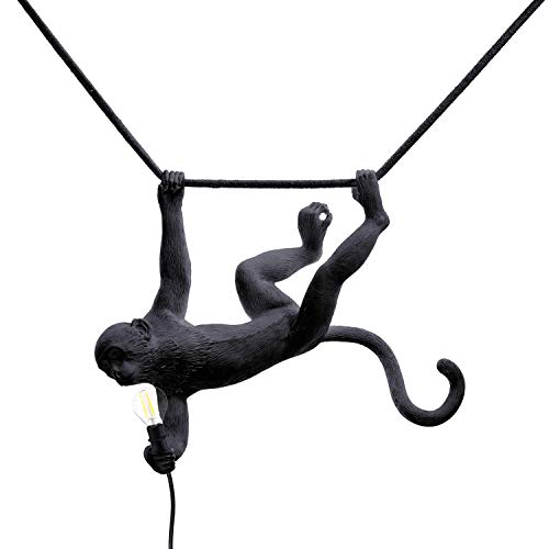 Seletti "Monkey Lamp Lampade Scimmia, Swing, Nero