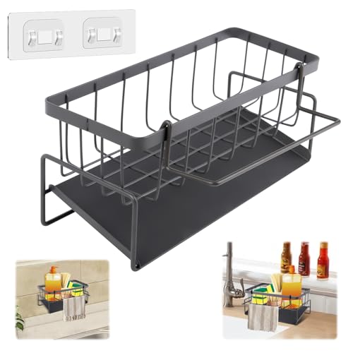 Tnomsno Organizer Cucina, Porta Spugne Lavello Cucina Organizer Lavello Cucina, Vaschetta Di Scarico Autodrenante Con Un Gancio, Organizer Per Lavello