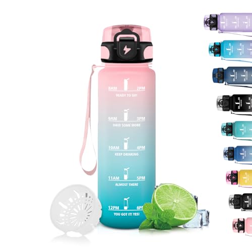 Grsta Borraccia, 500Ml Borraccia Bambini, Borraccia Filtrante Senza Perdite, Borraccia Motivazionale Con Scala Temporale, Facile Da Pulire, Borraccia