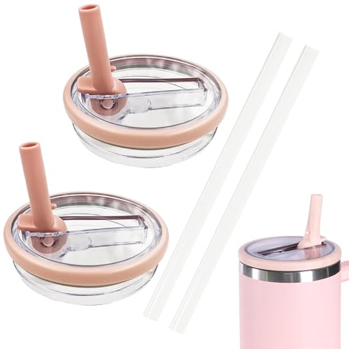Neerix 2 Coperchi Di Ricambio Riutilizzabili Per Bicchieri Da 40 Oz, Coperchio Di Ricambio Premium Con Cannuccia, A Prova Di Perdite E Antipolvere, Ac