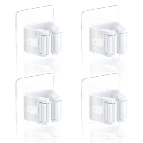Wenrenmk 4 Pezzi Porta Scope Parete, Appendi Scope A Muro, Portascope Da Muro, Nessuna Foratura Richiesta, Adatto Per Cucina, Bagno, Giardino, Garage