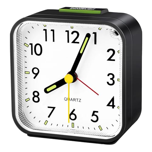 Sporway Sveglia Analogica Silenziosa Senza Ticchettio, Sveglia Al Quarzo Con Funzione Snooze, Luce Notturna, Sveglia Portatile, Funzionamento A Batter