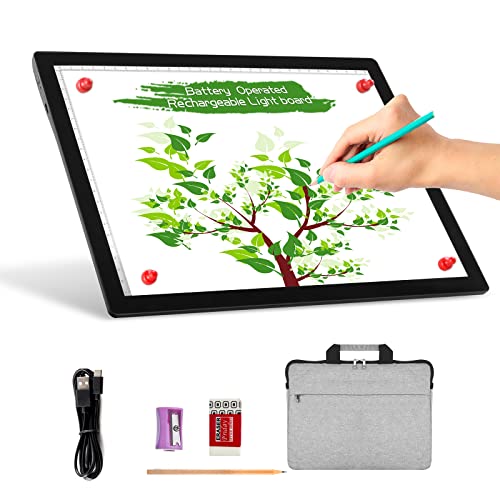 Toheto A4 Ricaricabile Lavagna Luminosa Per Disegnare Con Borsa, Scatola Luminosa Di Tracciamento Luminosità Dimmerabile Tavoletta Luminosa Light Pad