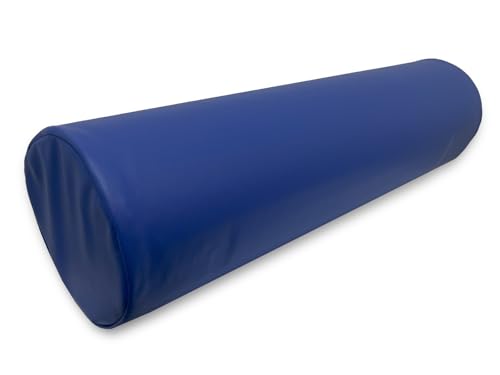 Quirumed Cuscino A Rullo, 55 X 15 Cm, Blu, Similpelle, Imbottitura In Gommapiuma, Per Yoga, Fitness, Massaggio