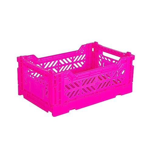 Ay-Kasa Cassetta Pieghevole, Stabile In Plastica, Impilabile, Rosa Neon, Mini (27 X 17 X 11 Cm)