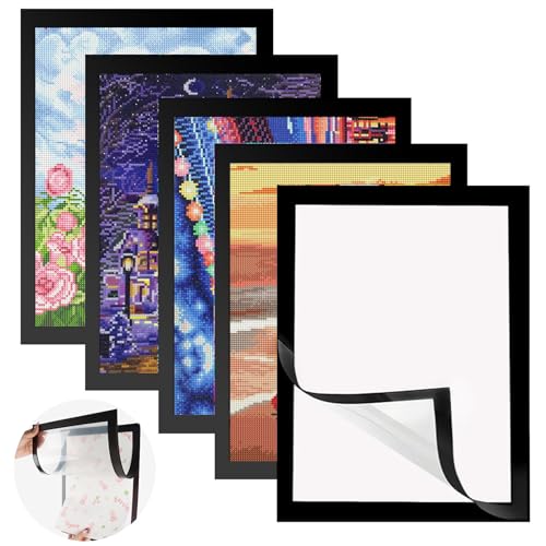 Vmutga 5 Pezzi Cornici Per Diamond Painting, 30X40Cm Cornici Magnetiche Autoadesive Cornice Nera 5D Diamond Painting Cornice Magnetica Foto Pittura Di