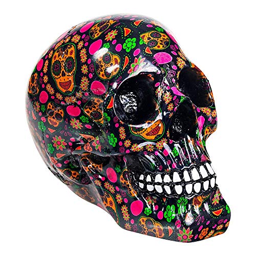Nemesis Now Skull Figurine, Multi Colour Viva Statuetta A Forma Di Teschio, Multicolore, Tessuto, Nero, 19 Cm
