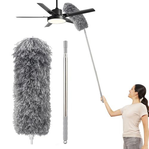 Spolverino Telescopico, Lavabile, Spolverino Per Polvere, Allungabile Lungo 2,5 M, Ragnatele, Soffitti Alti, Ventilatore A Soffitto
