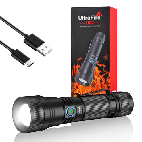 Ultrafire Torcia Tattica Ricaricabile Con Batteria, 1500 Lumen, Torcia Led Zoomabile, 5 Modalità, Torcia Di Sicurezza Per Forze Dell'Ordine, Pattuglie