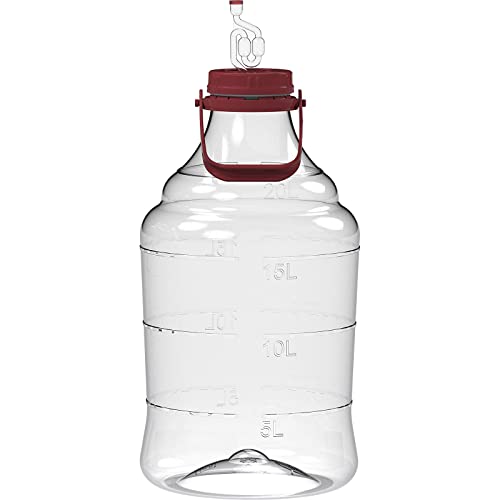 Browin 644320 Carboy, Demijohn Leggero Con Manico, 20 L, Pet-1, Rosso