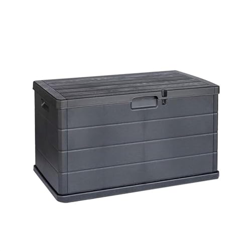 Paluplus Baule Da Giardino, Misura 78X55X52 Cm, Cassapanca Effetto Legno Antracite, Impermeabile, Chiusura Lucchettabile, Contenitore Da Esterno, Capa