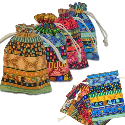 Kleemeiero 28 Sacchetti Natale Etnico Sacchetti Regalo Natale Sacchetto Cotone Con Coulisse Sacchetto Stoffa Riutilizzabile Sacchetti Natalizi Per Car