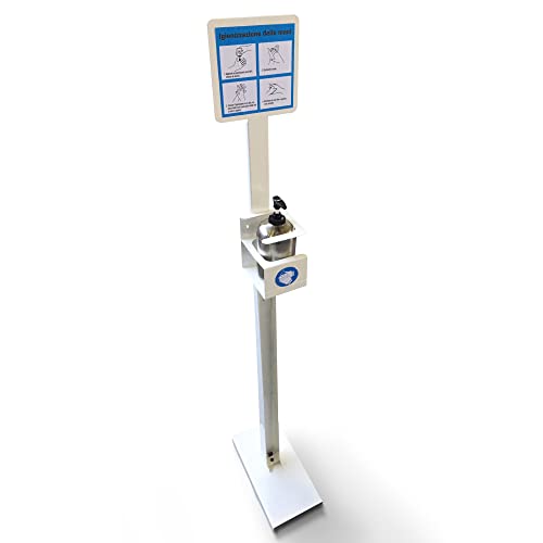 Metalplus Piantana Da Terra Con Supporto Per Dispenser Da 500 Ml, Bianco, 110 X 170 X 1250 Mm