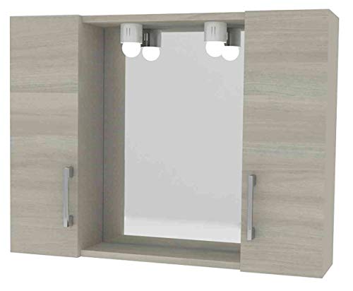 Specchio Da Bagno Mod.960 Con 2 Ante Rovere Grigio