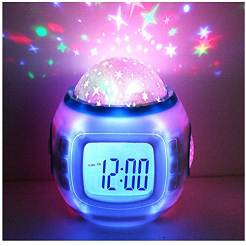 Tkmars Bambini Sveglia Wake-Up Light Led Cielo Stellato Calendario Sveglia Led Nightlight Calendario Termometro Per Bambini Ragazze Camera Da Letto