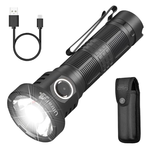 Ultrafire Torcia Tattica 2500 Lumen Con Fondina E Batteria, Torcia Led Ricaricabile, 6 Modalità Piccola Torcia Con Funzione Di Sicurezza Bambini, Uf-H