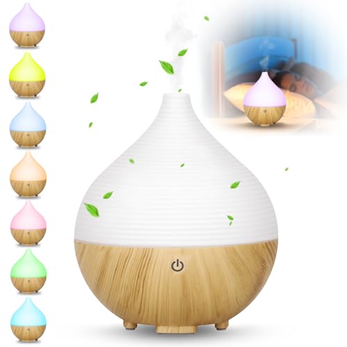 Mtinrni Diffusore Di Oli Essenziali,160Ml Diffusore Di Aromi Ultrasuoni,Diffusore Aromatico A Grana Di Legno,Con 7 Led Colori,Profumatore Per Ambienti