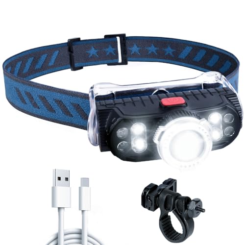Lampada Frontale Ricaricabile Led 1000 Lumen 7 Modalità Lampada Frontale Con Luce Rossa Di Avvertimento Lampada Frontale Impermeabile Per Corsa, Joggi