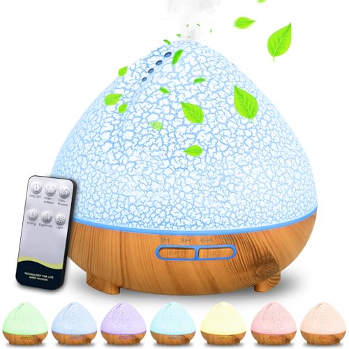 Zzxlopez Diffusore Di Oli Essenziali, 500Ml Diffusore Di Aromi, Spegnimento Automatico Senza Acqua E 7 Colori Led, Umidificatore, Aromaterapia Diffuso