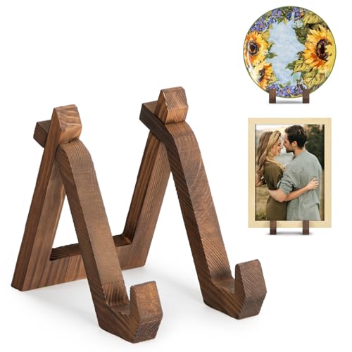 Anboxit Porta Piatti Da Esposizione In Legno - Piedistallo Reggi Piatti Da Esposizione, Cavalletto Porta Foto Ed Espositore Elegante - 15,2 Cm