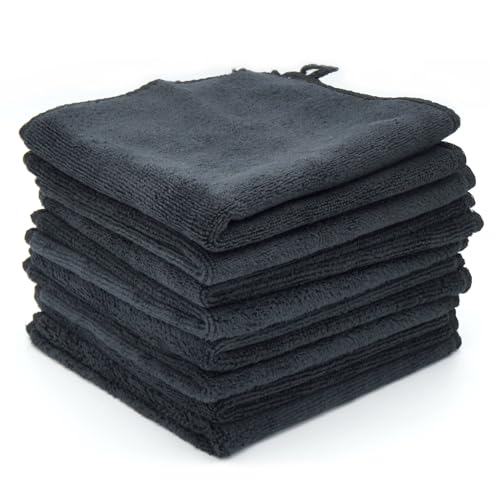 Jarvita Strofinacci Neri – Panno In Microfibra – Panno Da Cucina – 8 Pezzi – Panno In Cotone 25 X 25 Cm – Panni In Microfibra Assorbenti – Panni Lavab