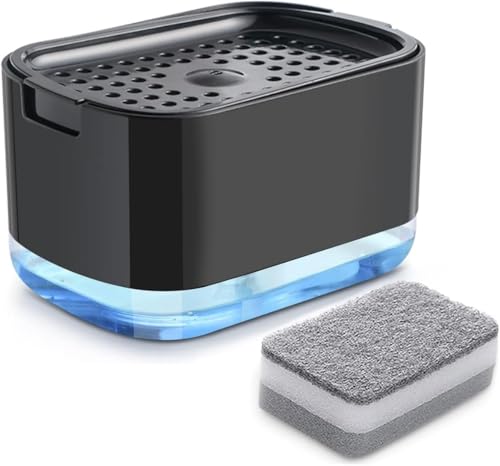 Collazoey Dispenser Sapone Cucina, Dispenser Per Sapone 2 In 1, Dispenser Per Sapone A Pompa Con Porta Spugna, Dispenser Per Detersivo Ricaricabile, F