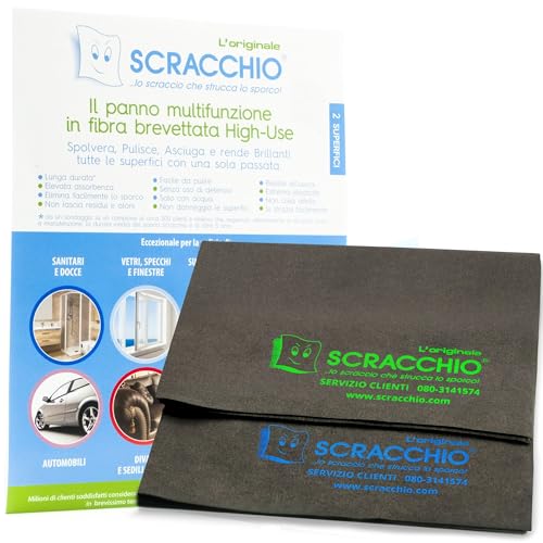 Scracchio Originale, Panno Microfibra Con Durata + 5 Anni Panno Auto, Pulizia Casa, Panni Microfibra Per Pulizia Vetri Finestre E Specchi, Pulisci Sol