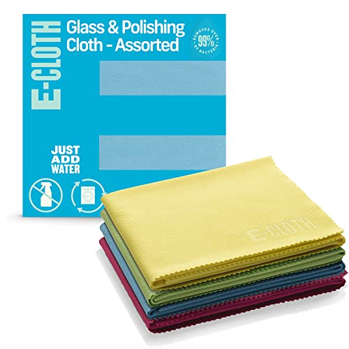 E-Cloth Panno In Microfibra Per Vetro E Lucidatura, Confezione Ecologica, Colori Assortiti, Confezione Da 4