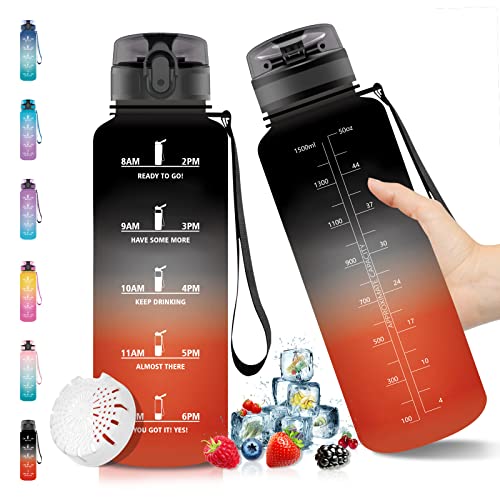Vikaster Borraccia 1,5 Litri - Borraccia Palestra, Borraccia Grande - Senza Bpa & Prova Di Perdite, Water Bottle Riutilizzabile, Bottiglia Acqua Sport