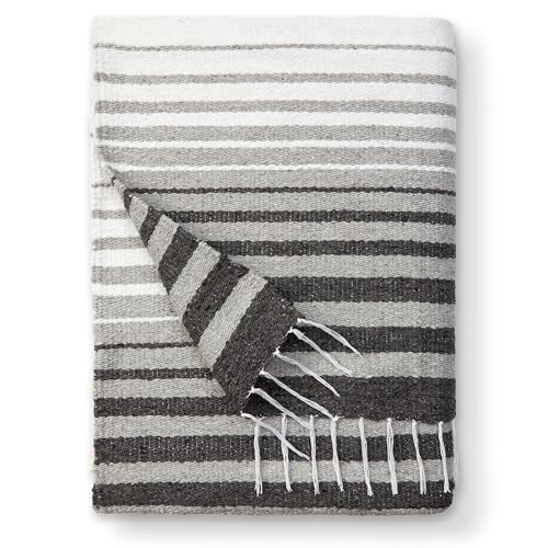 Laguna Beach Textile Co - Coperta Messicana Grigia, Per Spiaggia, Yoga, Campeggio O Come Coperta Decorativa, Tradizionale Fatto A Mano, Colore: Grigio