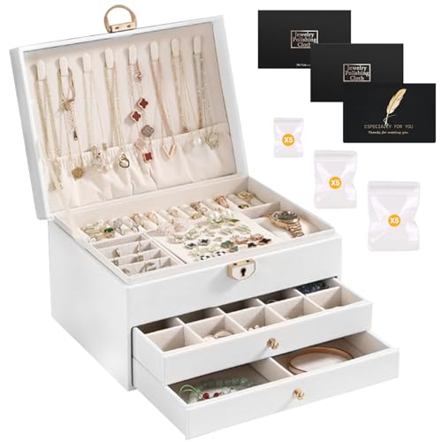 Samiso Scatola Portagioie,3 Livelli Portagioie Da Viaggio Portagioie Donna Con Chiusura,Per Braccialetti Orecchini Anelli Collane Orologi Monili,Idea 