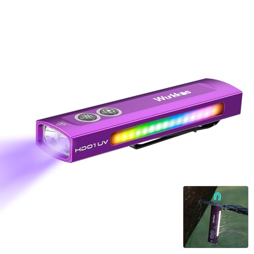 Wurkkos Hd01 Uv Torcia, Torce Ricaricabili A Fascio Uv, Led Bianco Combinato Con Luce Rgb Laterale, Torcia Portatile Da 1200 Lumen, Con Tripla Fonte D