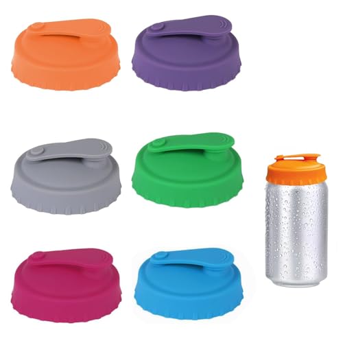 Jjhxm 6 Pezzi Coperchi Per Lattine Di Bevande,Coperchio Silicone Antipolvere,Tappi Per Lattine Bibite Riutilizzabili, Per Bevande,Cola, Birra(6 Colori