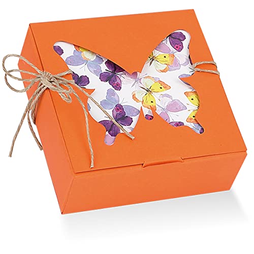 Subito Disponibile 20 Pezzi Butterfly Scatolina Pieghevole Portaconfetti Farfalla Arancione