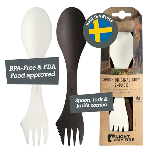 Light My Fire Spork Original - Set Da 2 Posate Campeggio Combo Forchetta Coltello Cucchiaio Portatile 3-In-1 Posate Da Viaggio Riutilizzabili, Escursi