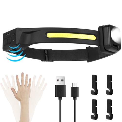 Romon Lampada Frontale Led, Torcia Frontale Usb Lampada Led Ricaricabile Ampio 230°, 5 Modalità Di Illuminazione Luce Frontale, Ipx4 Impermeabile Lamp