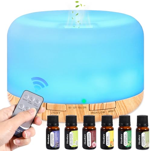Aqxong 500Ml Diffusore Di Oli Essenziali, Diffusore Ad Ultrasuoni, 7Colori Led Umidificatore Per Aromaterapia, Diffusore Di Aromaterapia Con Telecoman