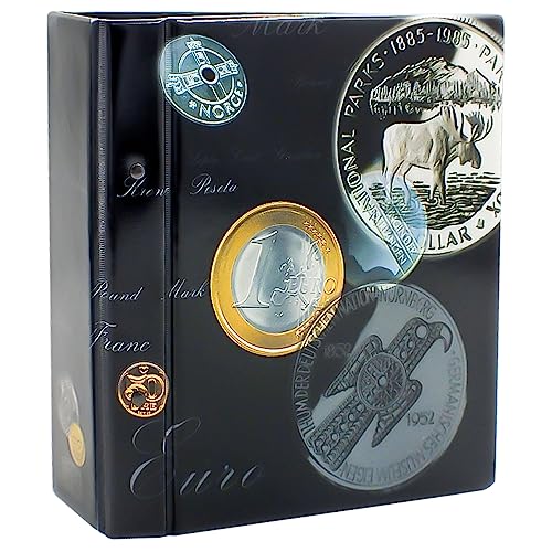 Safe 7817 Raccoglitore Monete Euro Universale | 5 Fogli Portamonete Da Collezione Inclusi Per Serie Da 25 Euro Da 1 Centesimo A 2 Euro | Senza Capsule