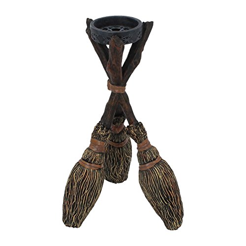 Nemesis Now - Portacandela Con Scopa, 20,5 Cm, Taglia Unica, Colore: Marrone