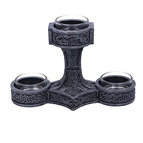 Nemesis Now - Portacandela A Forma Di Martello Di Thor, 18,5 Cm, Colore: Argento