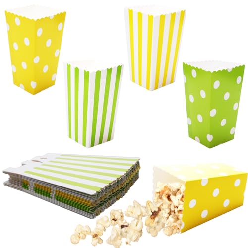 48 Pezzi Sacchetti Pop Corni, Contenitore Pop Corn Plastica, Mini Scatole Di Popcorn Per Bambini, Porta Pop Corn Per Feste, Serata Film (Giallo & Verd