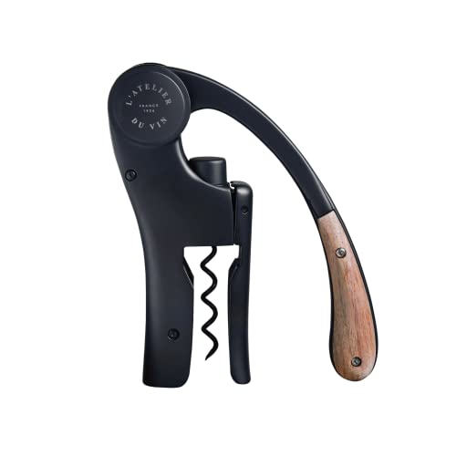 L’Atelier Du Vin – Oeno Motion Wood & Black – Cavatappi A Leva Verticale - Metallo Opaco E Noce Solido - Colore Nero
