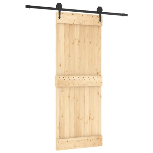 Vidaxl Porta Scorrevole Con Set Hardware 80X210 Cm Legno Massello Pino